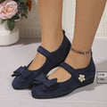 Wholesale women's plus size suede bowknot round toe single strap wedge heel casual flats - new spring/summer  collection for export