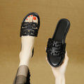 Summer women's fashion sandals - versatile slip-ons, flat heel, round toe, perfect for outdoor wear