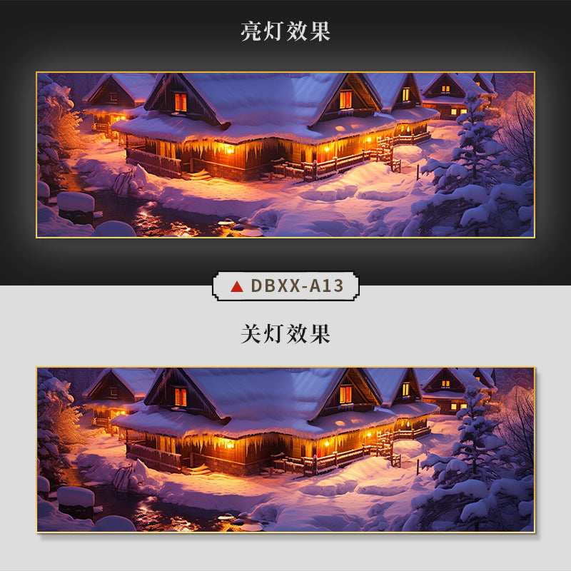 Farmyard Northeast Snow Scene Decorative Painting Rural Folk Scenery Wall Painting Iron Pot Stew Restaurant Light Box Hotel Hanging Painting