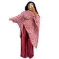European and american style women's clothing  autumn new collection: sweet and fresh printed round neck batwing sleeve blouse and high-waisted straight-leg pants two-piece set