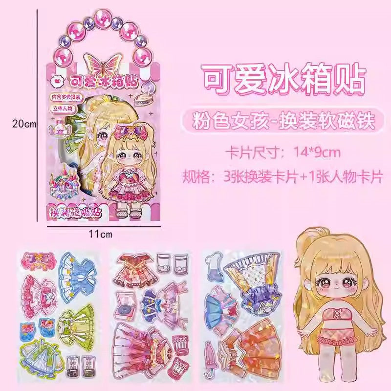 New 3d princess dress-up stickers - ancient style dress-up stickers - reusable dress-up stickers for girls - magnetic dress-up stickers - fridge magnets - easy to use