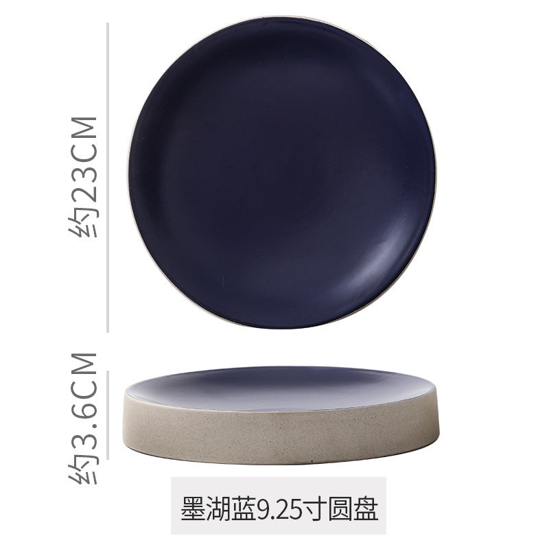 Stylish high-looking clay western food snack round plate restaurant hotel for home pastry dessert plate classy plate