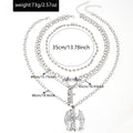 Wholesale cross pendant necklaces - cross-border creative halloween necklaces - layered design angel & devil clavicle chains