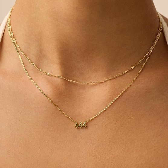 New arrival cross-border fashion easiest for match digital luxury necklace 14k gold-plated angel digital pendant women's layered necklace