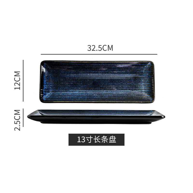 Japanese kiln-turned creative sushi ceramic plate, restaurant hotel large bench sushi dish dessert plate