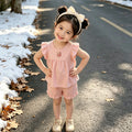 Girls' flutter sleeve shorts set -  lightweight summer outfit - new baby & toddler summer two-piece set