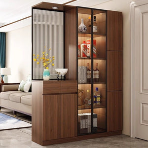 Solid wood entrance hall cabinet shoe cabinet all-in-one living room partition screen cabinet facing the door storage foyer cabinet medieval