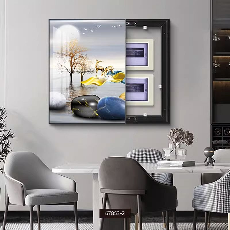 Light luxury vertical meter box decorative painting Modern simple distribution box Weak current box Electric switch box decoration blocking hanging painting