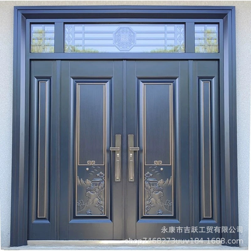 Zinc alloy villa door double door courtyard door entrance double door rural self-built house security door for home entrance door