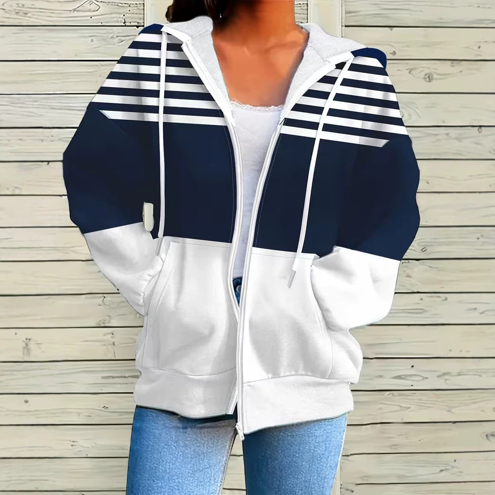 hot-selling plus-size women's zip-up hoodie, new casual long-sleeve hooded sweatshirt jacket, dropshipping available