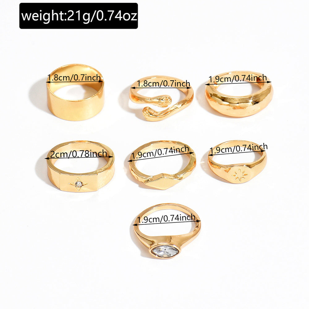 European and american cross-border jewelry retro simple eight-pointed star ring female stylish alloy cold wind face knuckle ring