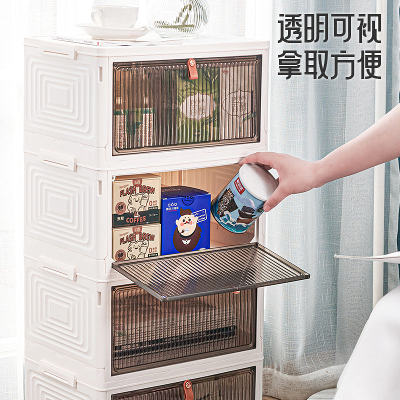 Storage box with wheels Removable snack storage cabinet Household clothing Multi-layer storage box Transparent dust-proof finishing box