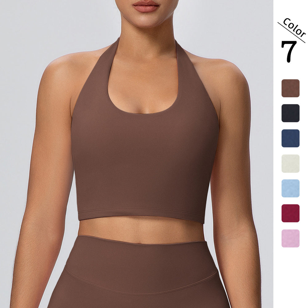 New arrival cross-border beautiful back halterintimates yoga bra bubble wrap running fitness vest halter suspender yoga clothes for women