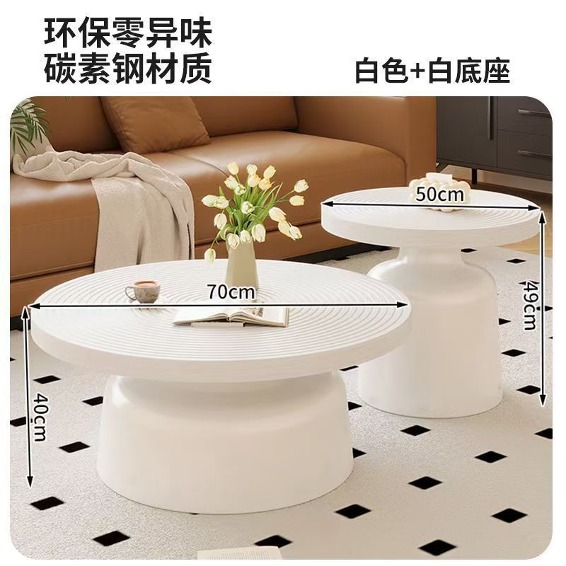Round coffee table living room  new home light luxury high-end carbon steel small coffee table modern minimalist small apartment