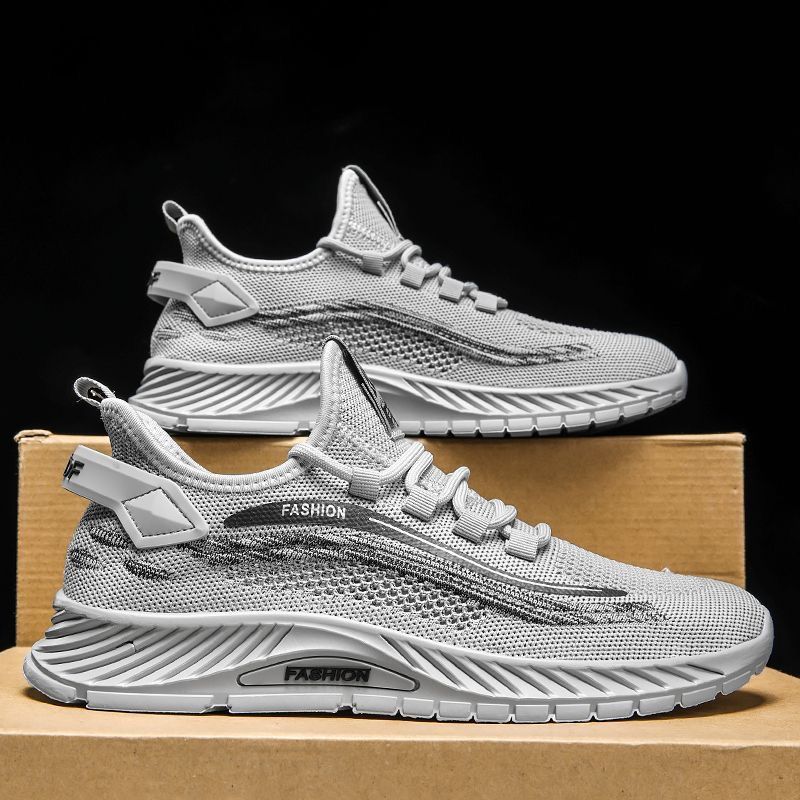2025 winter new men's flyknit breathable anti-odor mesh anti-slip soft sole lightweight athletic casual trendy shoes
