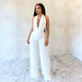 Aliexpress european and american women's clothing  spring/summer new collection: solid color casual scoop neck backless top & sexy wide-leg pants set
