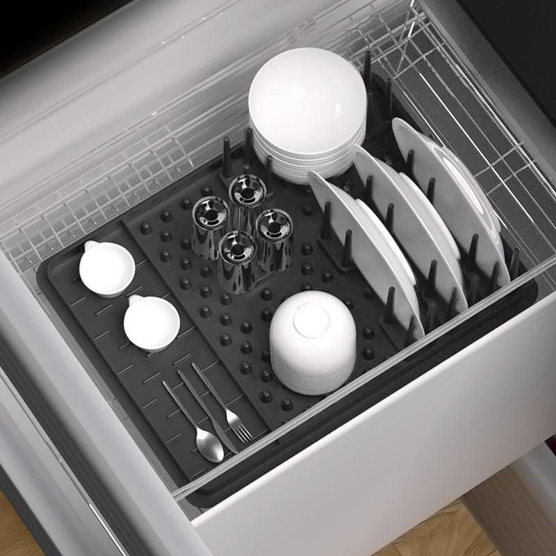 Silicone Dish Drain Rack Kitchen Shelf Countertop Multifunctional Removable Tableware Storage Rack