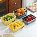 Refrigerator storage box double layer drain basket crisper pet plastic transparent thickened fruit vegetable freezer storage box