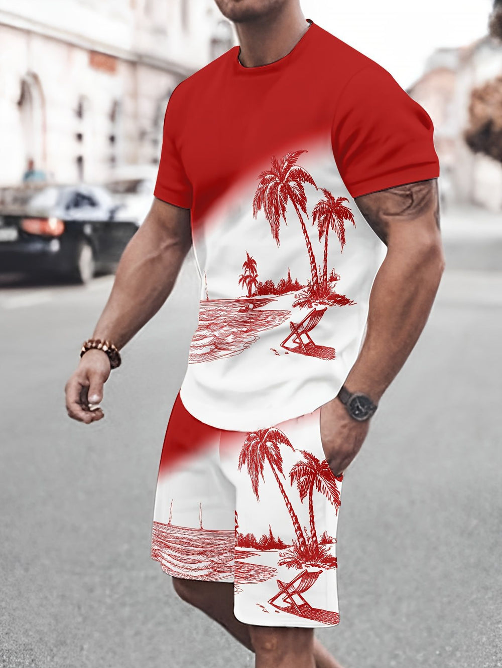 european and american men's short-sleeved and shorts sets, casual sportswear sets, 3d printed cross-border bestsellers