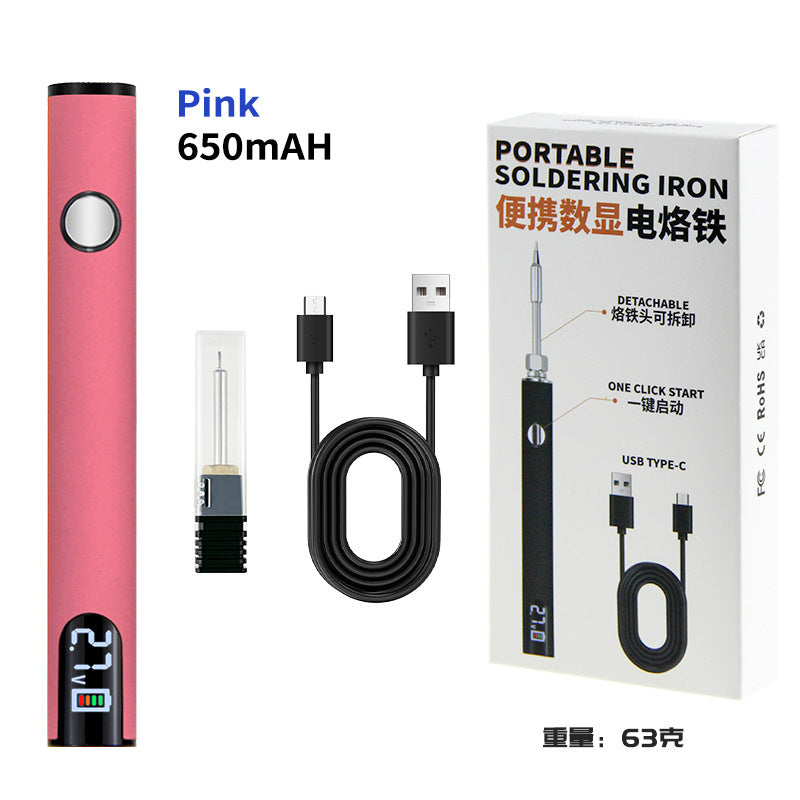 Cross-border explosive portable USB electric soldering iron USB wire burning pen digital display electric welding pen adjustable temperature 510 Loro iron connector