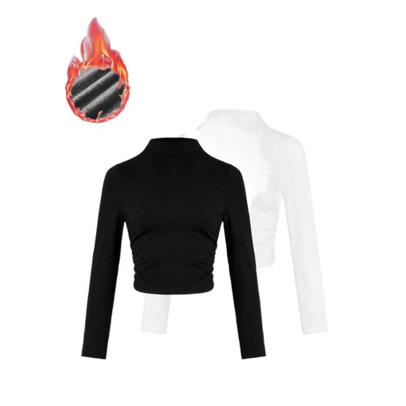 Women's  autumn hot girl style: ruched waist, sexy long sleeve, new autumn collection, slim fit high neck