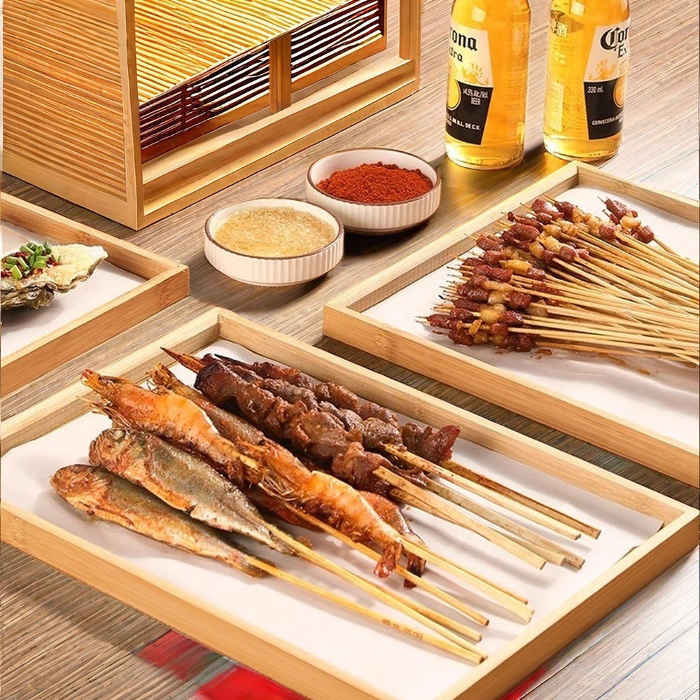 Bamboo tray fruit plate snack plate 2 grids 3 grids 4 grids 6 grids tray bamboo wood plate restaurant barbecue plate bread plate