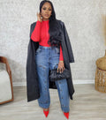 European and american style straight-leg jeans -  cross-border women's fashion streetwear button & patch high-waisted casual pants