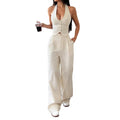 Amazon two-piece set: women's tie-front vest and straight-leg casual pants wholesale