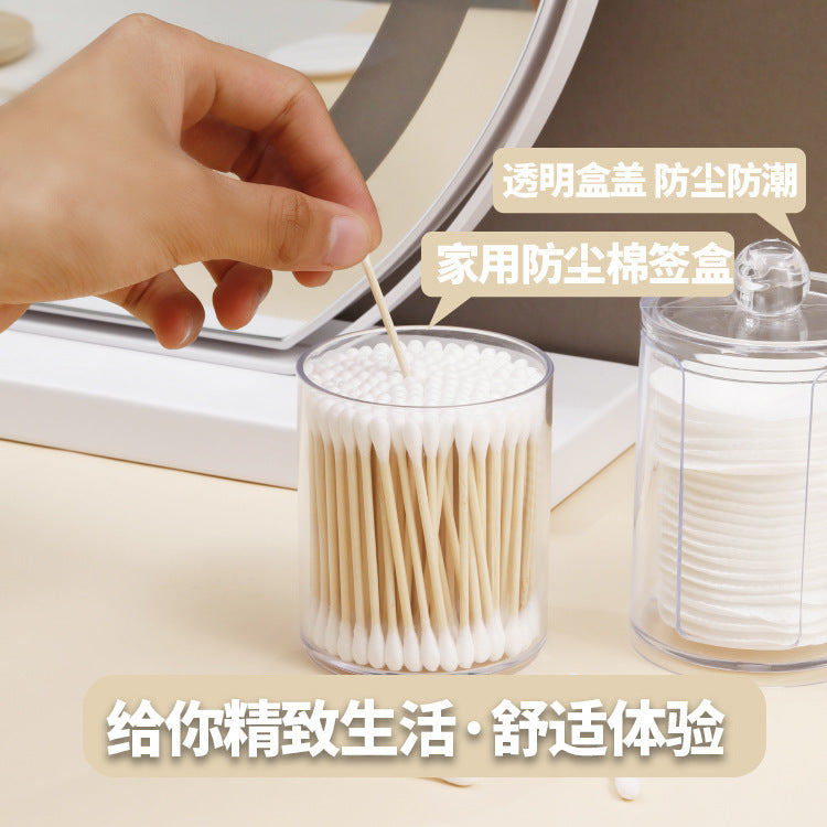 Cotton swab desktop cotton remover transparent acrylic storage box storage dresser dustproof puff finishing with cover