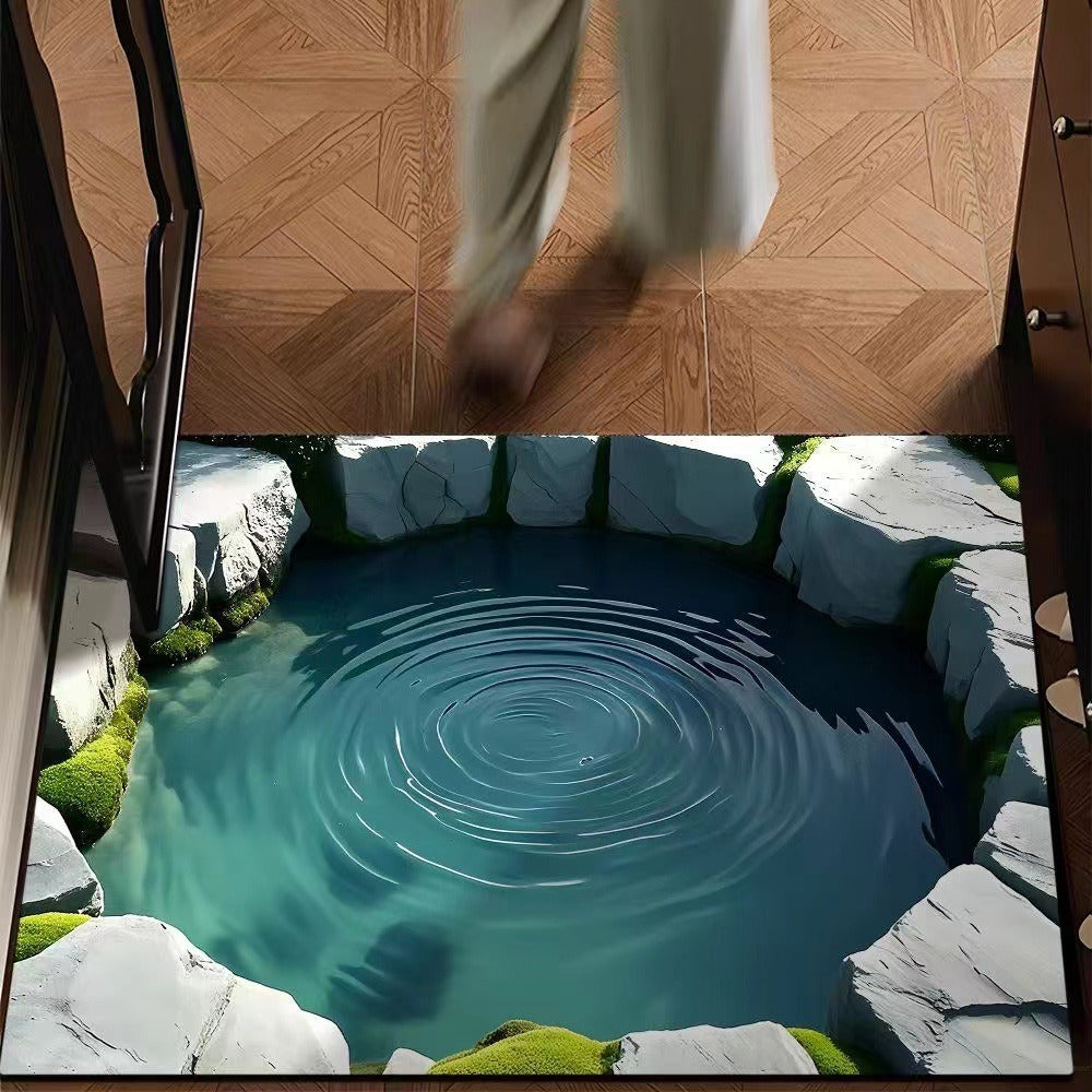 visual trap floor mat flannelfor home bathroom toilet absorbent non-slip mat entrance door mat