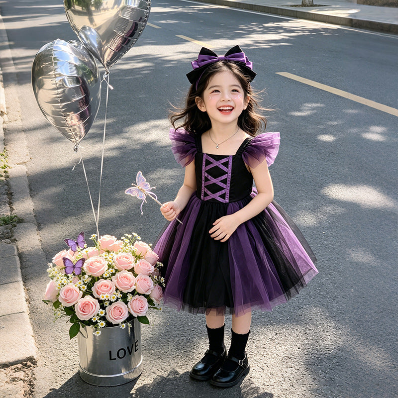 Baby girl's first birthday outfit - halloween flutter sleeve tulle tutu dress - new  children's princess dress - girls' clothing