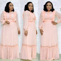 supply of african plus size women's long skirt  patchwork chiffon dress headscarf * three-piece set