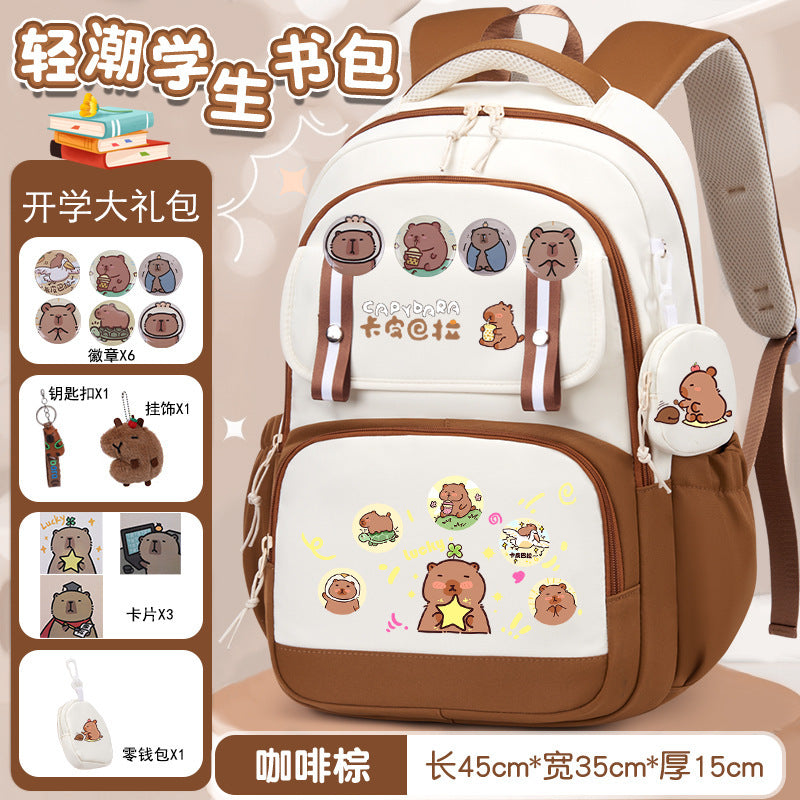 Kapibara schoolbag versatile large capacity lightweight 3-4-6 grade primary school students reduce the burden 2025 new backpack