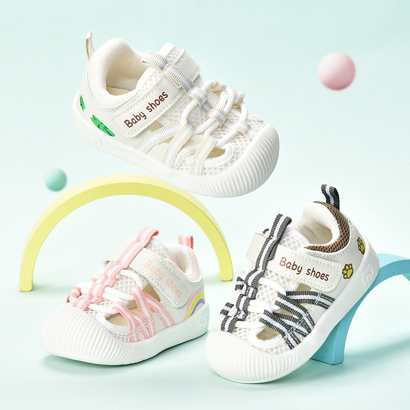 Baby sandals for boys, summer first walker shoes, 0-1-2 years old infant anti-slip soft sole mesh shoes for babies and toddlers, baby girl shoes