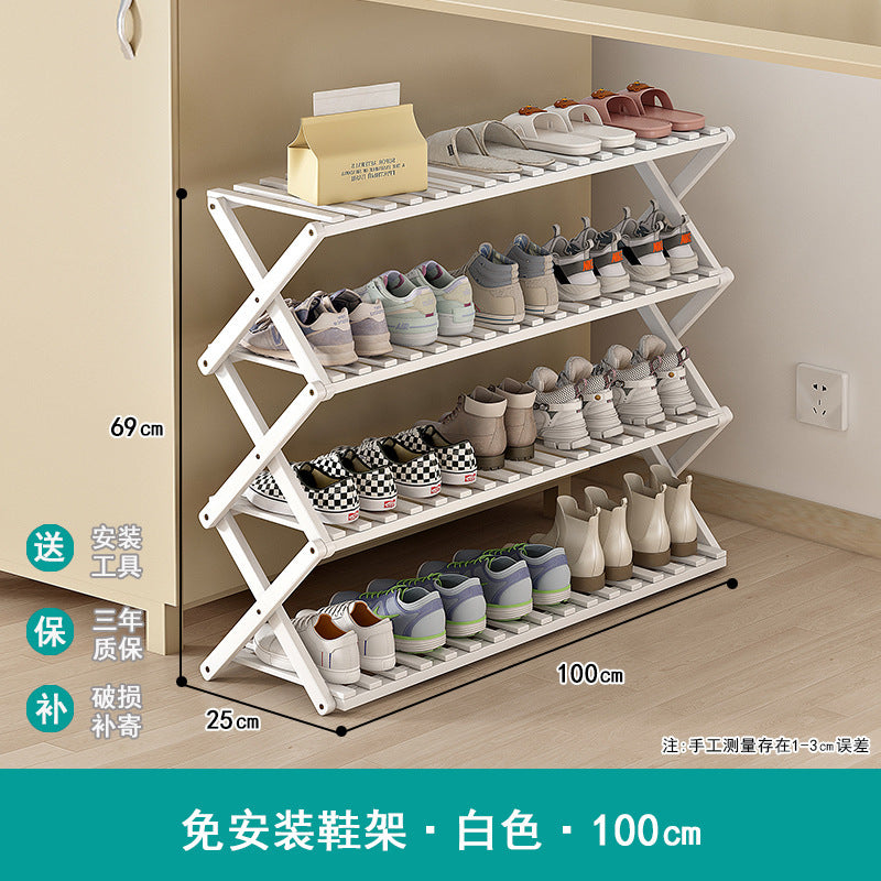Shoe rack simple door for home multi-layer storage space-saving corner small dust-proof narrow shoe cabinet free of installation
