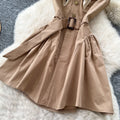 Frenchwork clothing sleeveless a-line light mature style dress women's summer khaki high waist waist slimming lookelegant short skirt