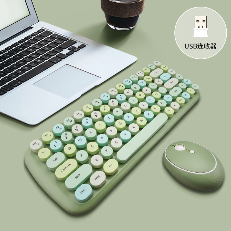 FVM1 wireless punk keyboard and mouse set avocado green girl gift box office wireless keyboard and mouse set wholesale