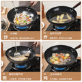 Zhangqiu stir-fry wok iron pan - classic home-use iron wok, flat-bottomed pan, non-stick, suitable for induction cookers and gas stoves, ultra-durable