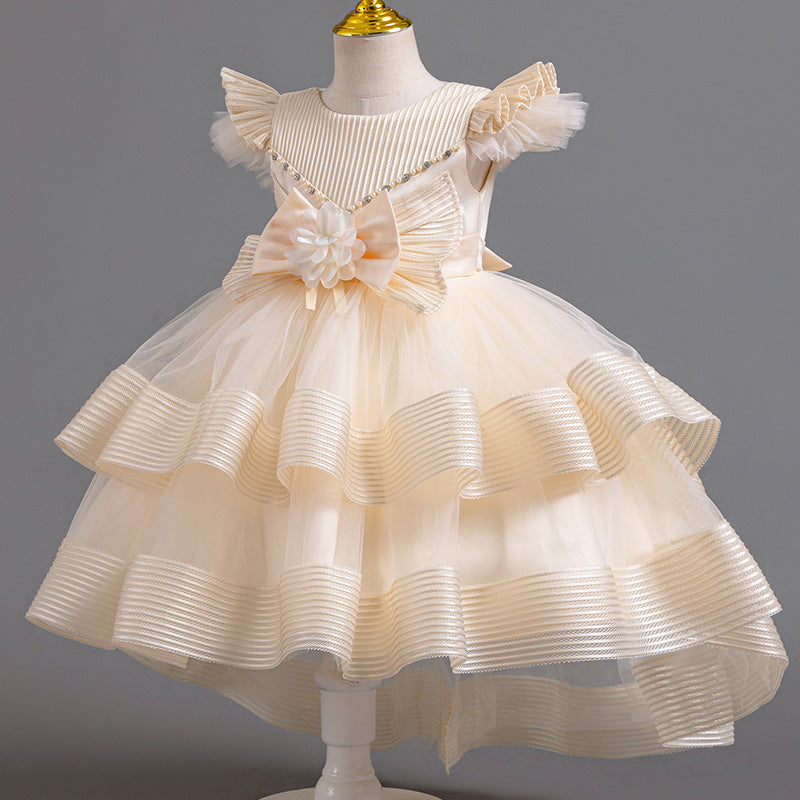 Exportin stock trailing evening dress airplane sleeve tutu princess dress girl banquet dress girl dress