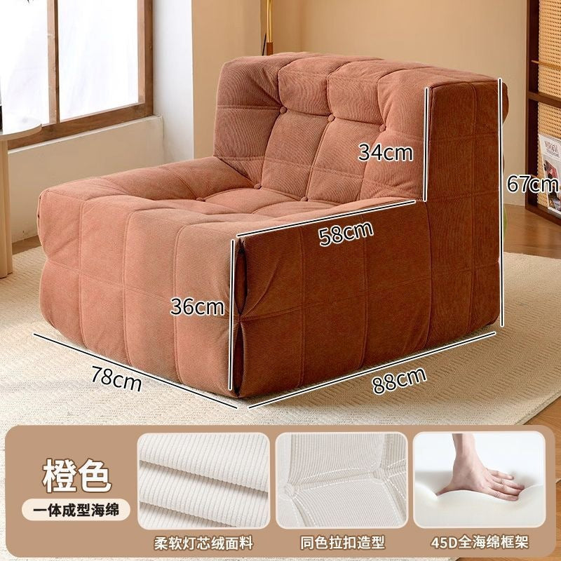 Beanbag sofa can lie down and sleep in the bedroom tatami living room balcony waffle grids caterpillar sofa single small sofa