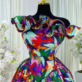 European and american cross-border women's fashion:  summer new arrival - elegant one-shoulder ruffle high-waisted a-line midi dress