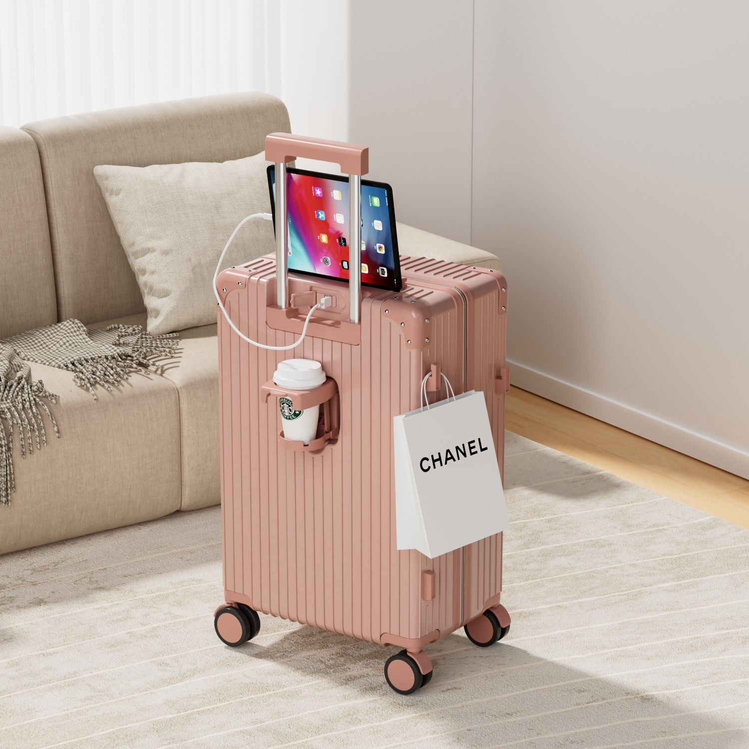 Retro suitcase 24 inch student universal wheel trolley case multi-functional travel password case boarding case travel bag