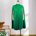 Batwing sleeve plus size loose casual pleated flared skirt sexy mini dress women's dress - direct from the manufacturer