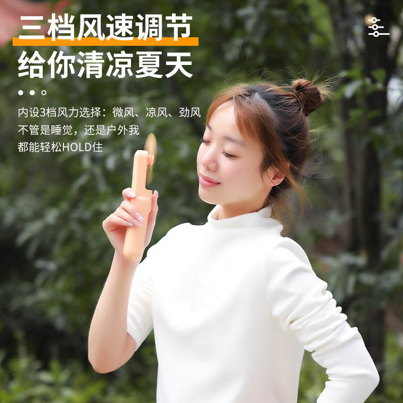 Handheld fan kids foldable manual small fan cartoon hand press hand fan kids halter electric fan in stock