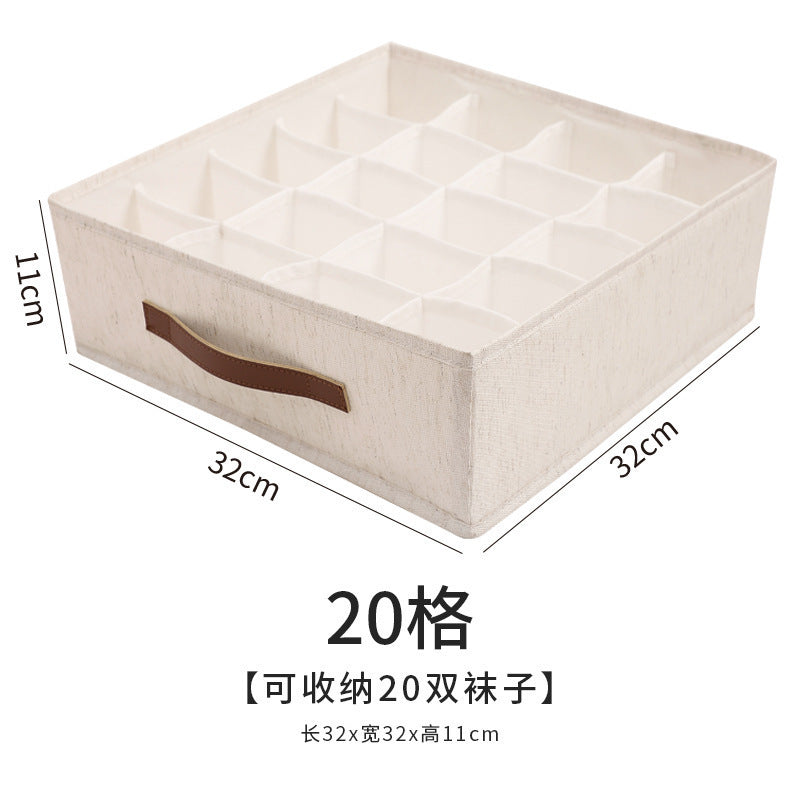 Household Foldable Tianshan Hemp Underwear Panties Socks Storage Box Multifunctional Drawer Dormitory Classification Storage Box