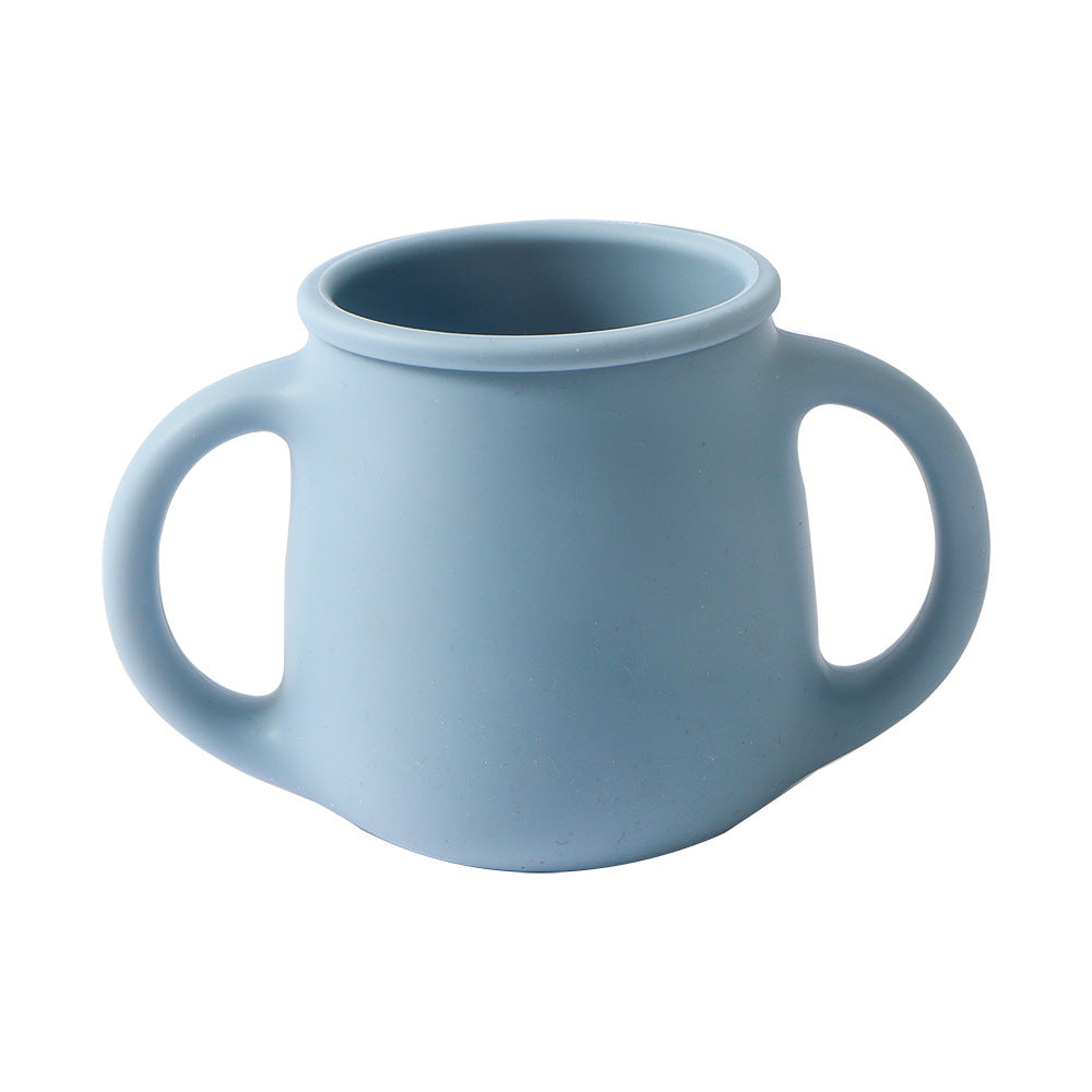new food-grade silicone straw cup, kids' water bottle, baby training cup, drop-proof milk cup, feeding utensil