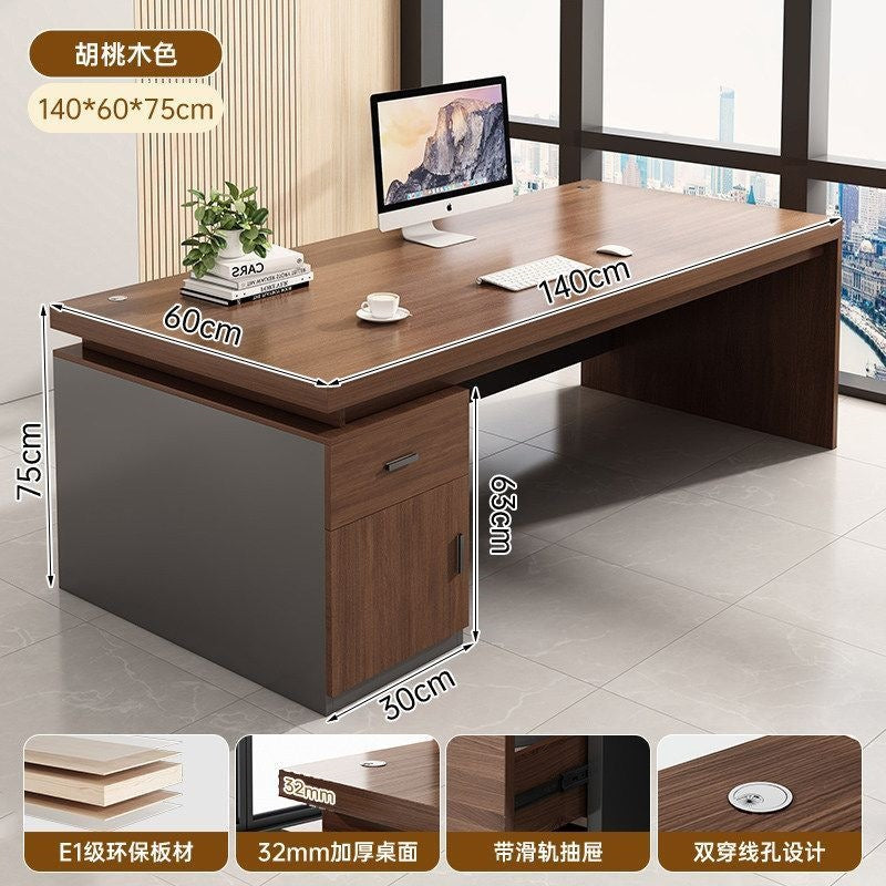 Modern home office desk computer table with chair, thickened desktop study table, office executive writing desk
