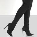 2026 spring new arrival: plus size women's boots - stretch boots, retro stiletto high heels, knitted over-the-knee boots