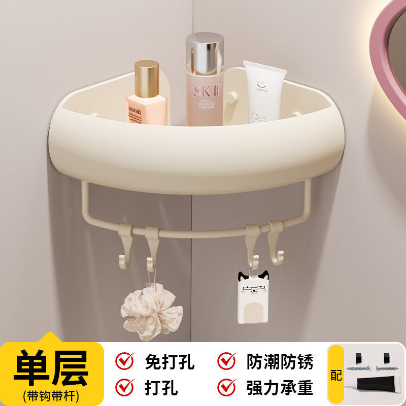 High-style bathroom storage rack, no-drill installation, bathroom triangle basket, toilet vanity wall-mounted organizer, corner shelf