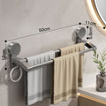 Gun gray towel rack double rod-50cm [strong suction cup]